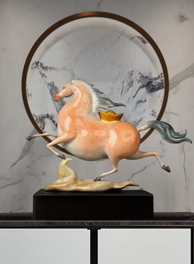 大铜世界马上有钱珐琅彩铜摆件办公室客厅桌面装饰工艺品家居饰品