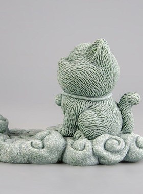 国潮青砂石猫咪茶宠精品摆件可养茶室茶桌茶台小摆件装饰器物茶玩