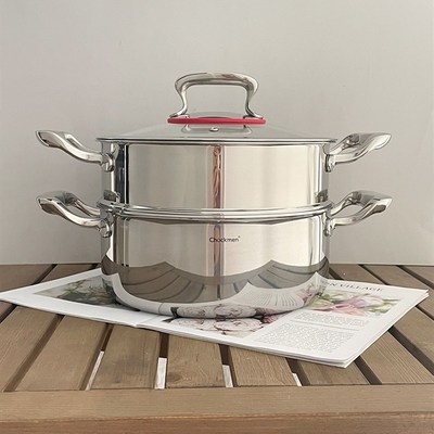 出口30不锈钢蒸锅家用蒸煮炖加厚二层馒头汤锅带蒸笼2/28cm