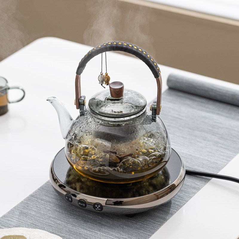 电陶炉煮茶器家用室内插电蒸煮两用玻璃泡茶壶烧水耐高温养生壶