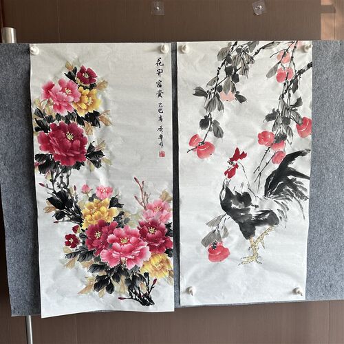 国画定制临摹纯手绘水墨画真迹山水花鸟牡丹玄关客厅卷轴装饰挂画