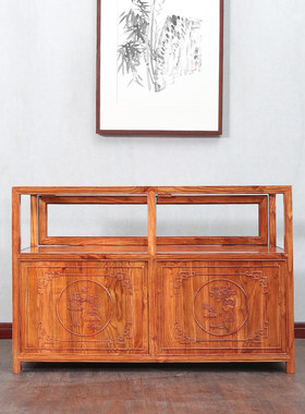 实木珠宝展示柜中式仿古榆木首饰玉器陈列柜货柜精品展柜玻璃柜台