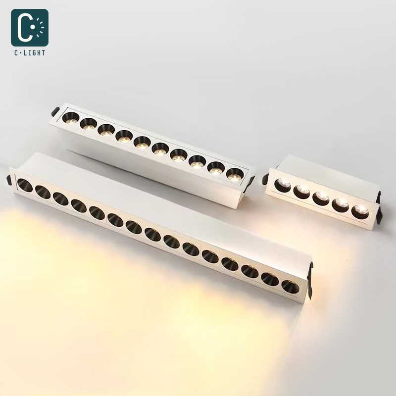 新特丽格栅灯嵌入式防眩射灯led长条客厅天花吊顶无主灯五10头内