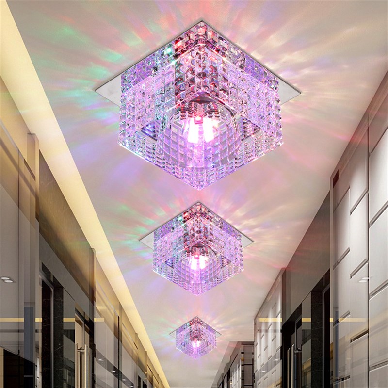 LED筒灯方形客厅周围吊顶射灯 嵌入式水晶过道走廊灯家装灯饰光源