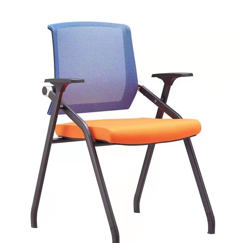 移动滑轮会议椅翻板折叠椅网布办公椅书写记录椅带写字板培训椅子