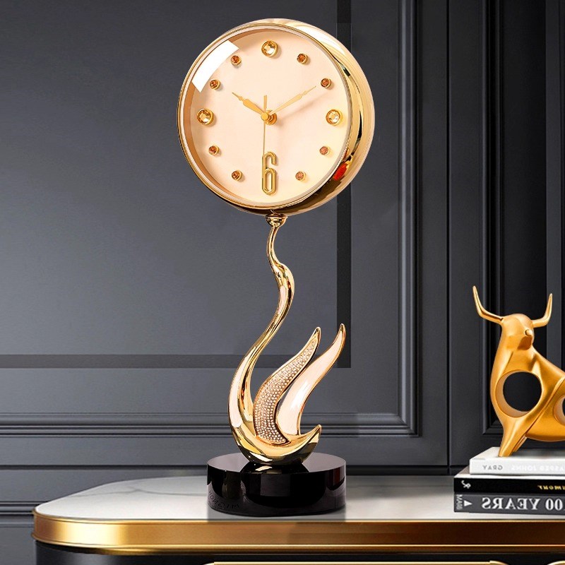 2025新款高端座钟客厅电视柜钟表摆放式桌面座钟高级摆件台式时钟