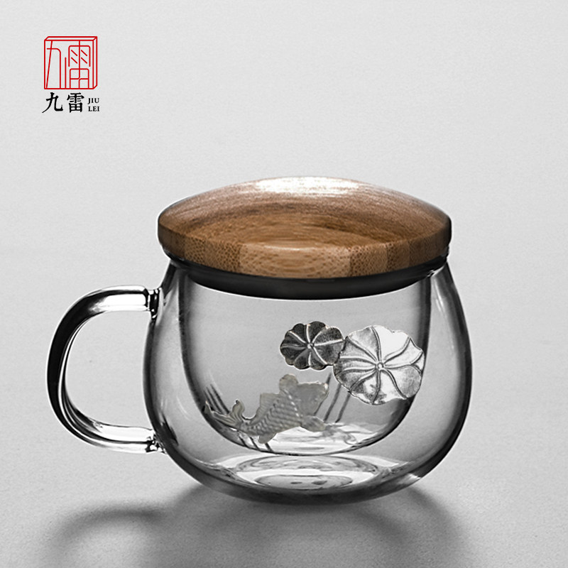 耐热玻璃杯家用花茶杯透明带盖茶杯办公室过滤水杯茶水分离泡茶杯