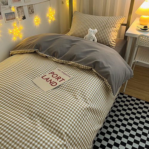 简约水洗棉学生宿舍床上三件套学校上下铺被套床单人四六件套全套