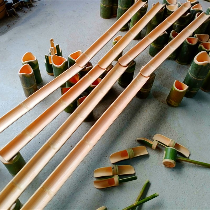 幼儿园沙水池玩水区材料竹子玩沙挖沙玩水戏水工具竹水渠流水搭建