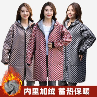 新款长袖罩衣加绒保暖可外穿外套冬季防水防油工作服大人上班围裙