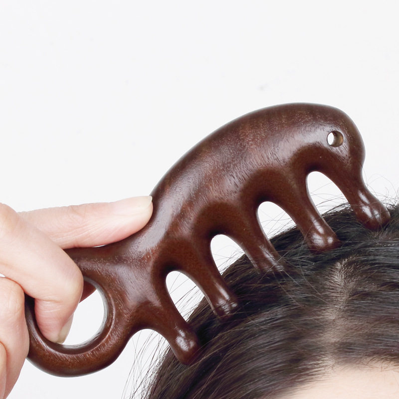 燕王2024按摩梳头部经络梳五指多功能男士便携保健金丝檀木梳子女