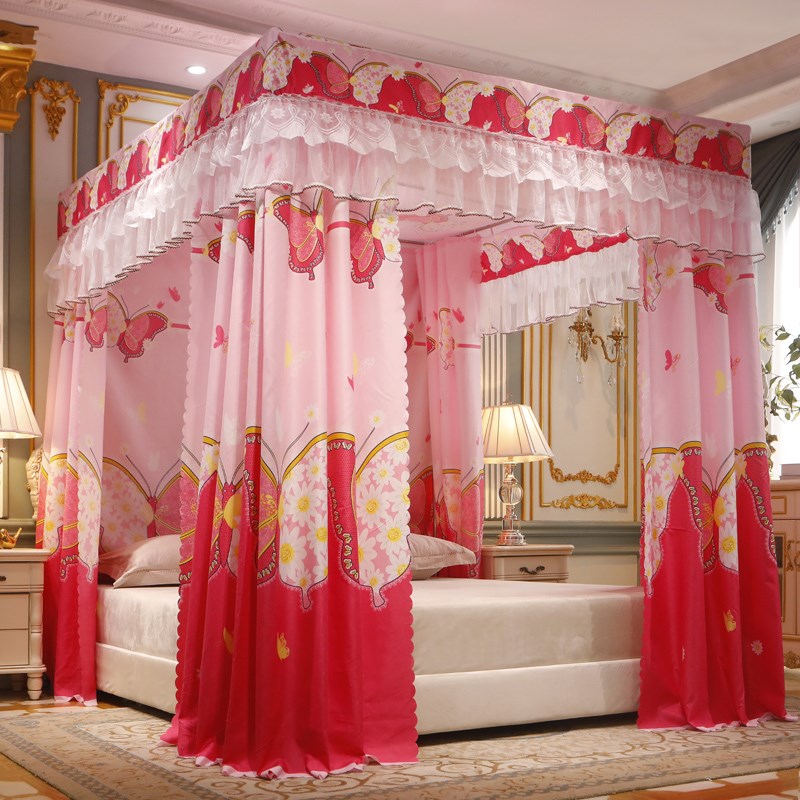 遮光宫廷蚊帐床幔帘防挡风封闭一体式防尘顶落地式双人床家用1.8m