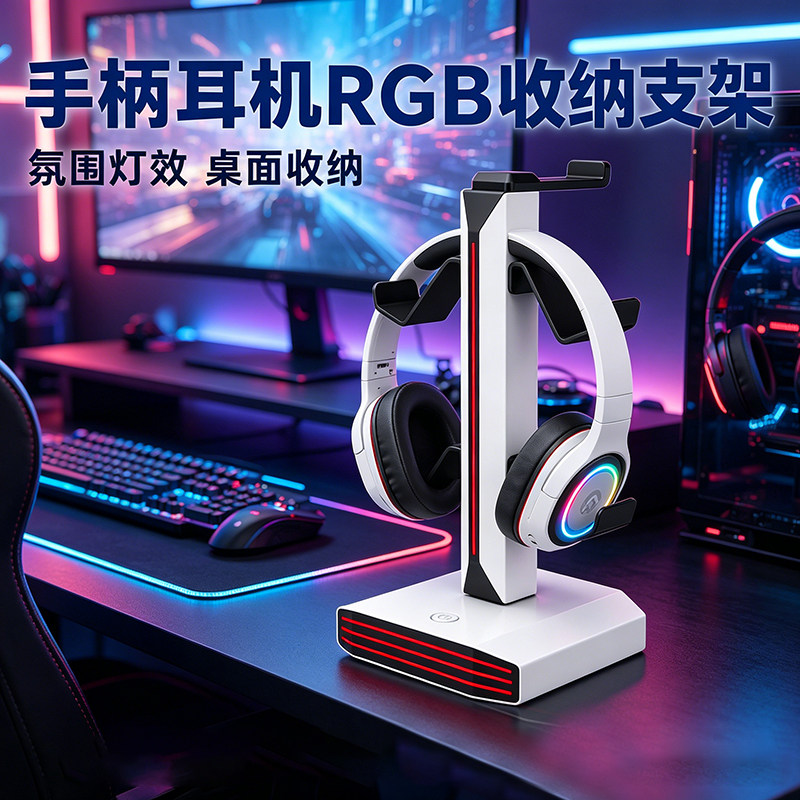 2026新品头戴式耳机RGB收纳手柄支架桌面Type-C电竞游戏耳机PS5图片