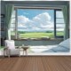 治愈系窗户风景挂布床头卧室背景墙装 饰背景布墙面遮丑出租屋画布