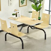 快餐桌椅学校员工食堂餐桌椅连体小吃店四人不锈钢桌椅组合