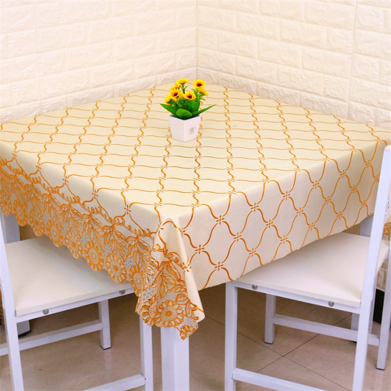 桌布正方形防水防油防烫免洗 PVC餐桌布麻将盖布家用蕾丝四方台布