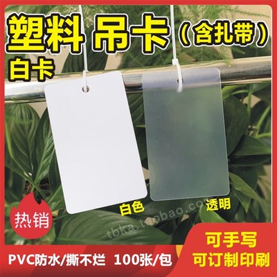 空白标识牌塑料卡片PVC防水吊卡记号挂牌标签室外吊牌含扎带手写