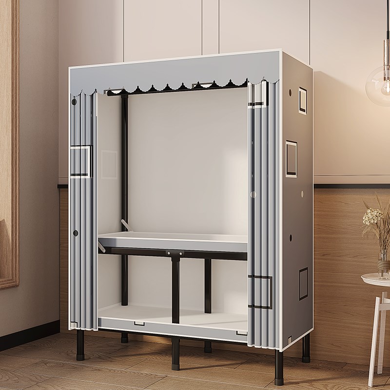 免安装折叠简易组装家用卧室布衣柜出租房用全钢架结实耐用挂衣橱