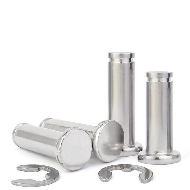 304不锈钢平头带槽销轴 卡簧销 定位圆柱销插销M3M4M5M6M8M10M12