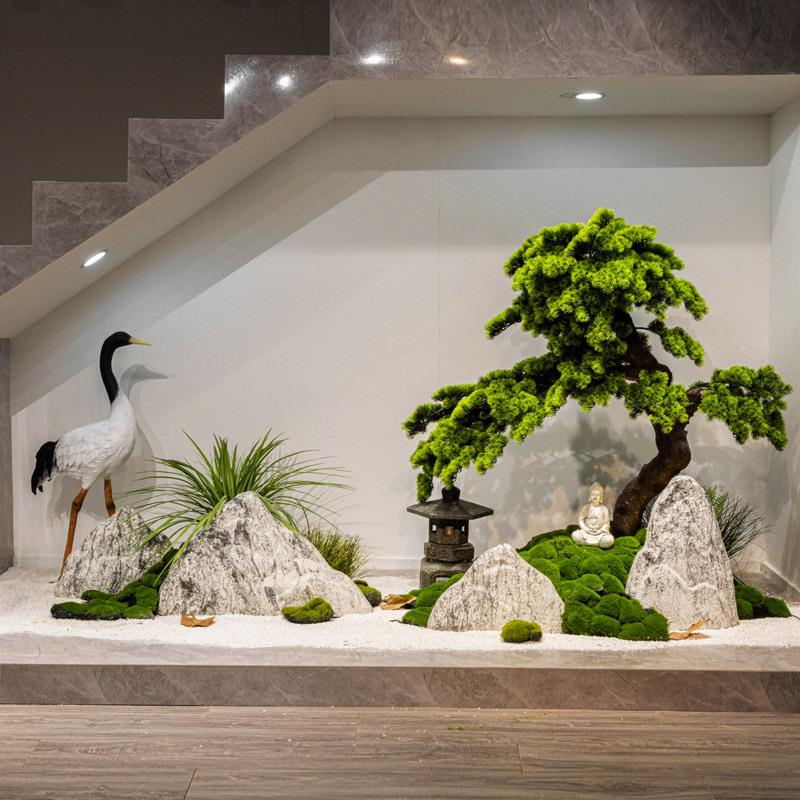 造景仿真雪浪石组合楼梯玄关室内枯山水景观新中式装饰落地摆件