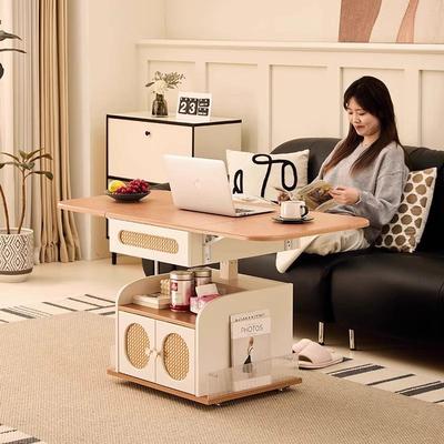 中古风折叠茶几桌客厅家用茶桌储物沙发边几可移动升降复古小桌子