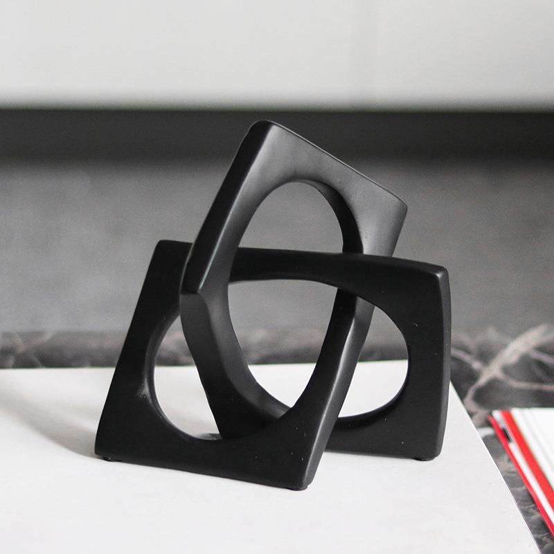 现代简约摆件几何不规则方形缠绕环扣创意样板房售楼处酒店装饰品