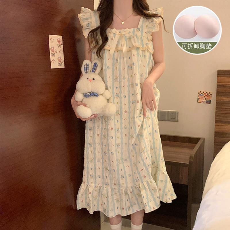 带胸垫吊带睡裙女夏季薄款可外穿睡衣女夏天云朵棉2025新款家居服