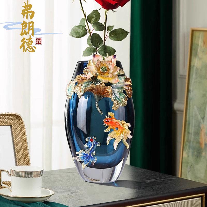 弗朗德珐瑯彩琉璃花瓶摆件客厅插花电视柜玄关装饰品乔迁礼品高档