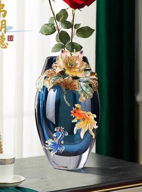 弗朗德珐瑯彩琉璃花瓶摆件客厅插花电视柜玄关装饰品乔迁礼品高档