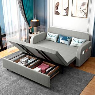 家用小户型双人沙发床带储物空间布艺沙发折叠沙发床厂家现货