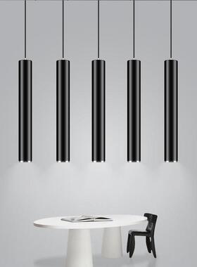 LED长筒吊线射灯简约现代酒店餐厅吧台前台圆柱体黑色单头灯家居