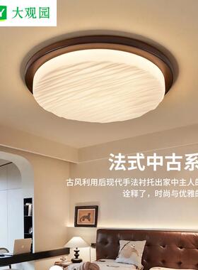 中古风卧室灯2025年新款家用胡挑木色护眼吸顶灯复古房间灯具357L