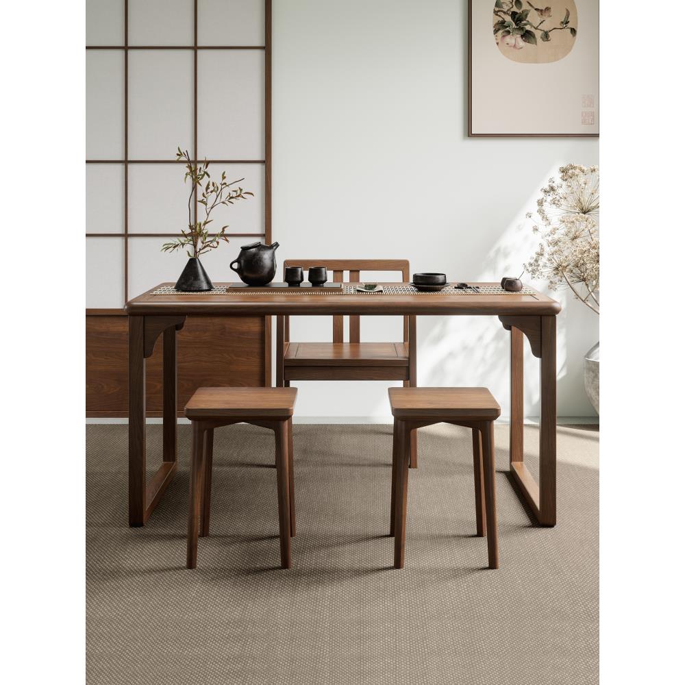 新中式胡桃茶意桌椅茶台家用阳台禅泡茶台茶茶艺夏颜桌现代室书法