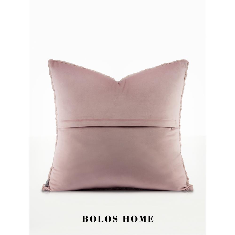 柏斯现代厅简约毛绒脏粉色靠垫抱发枕沙洛客软装儿童房舒适BB2359
