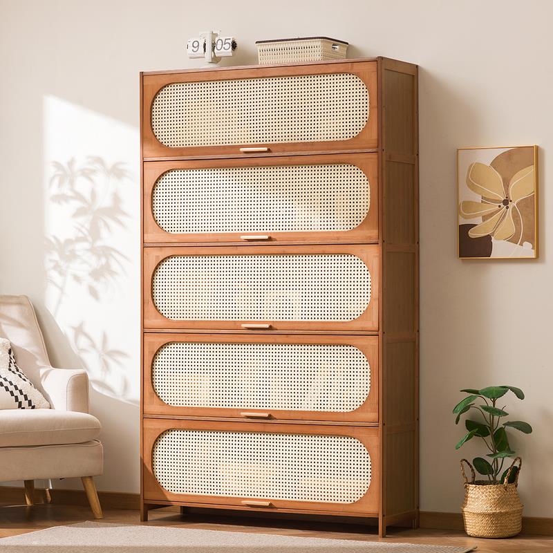 书架架置物落地书柜儿童物柜一体靠收纳家墙用实储木带门防25WZZ1