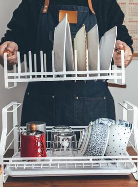 半211024宅日双房层碗碟架厨台面收纳铁置物篮杯式架筷碗柜艺盘碗