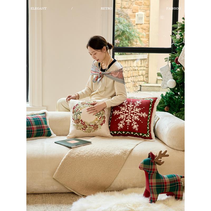 蜡笔派未央花抱枕背红色喜庆新头床年复BZ-SDY10古抱枕氛围感靠枕