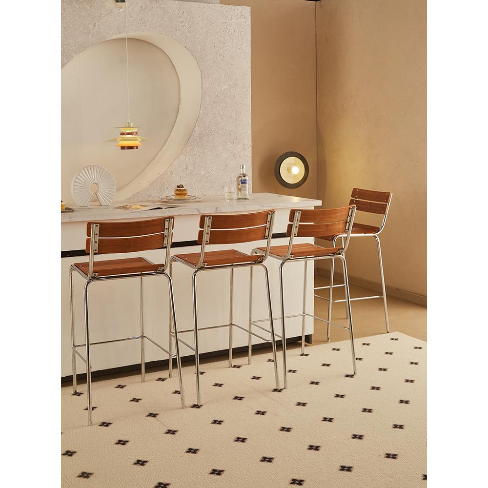 欧家用靠背北台凳现代简约小户型咖吧厅铁艺DWT吧台椅啡高脚凳高