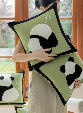 可爱熊猫抱套绿色客厅沙发ins风腰动枕物抱枕靠垫靠jEyHbO枕高枕
