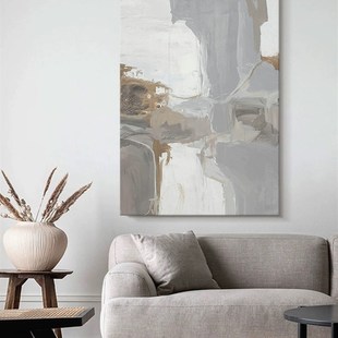 手绘油画法式奶油风客厅落地装饰画肌理玄关挂画现代抽象卧室壁画