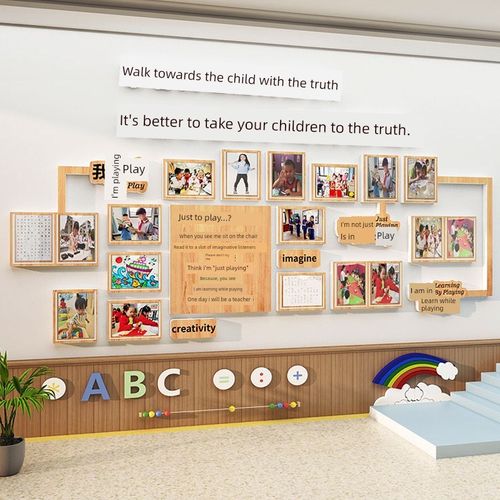 幼儿园作品展示墙大厅走廊楼梯墙面装饰形象文化主题成品环创材料