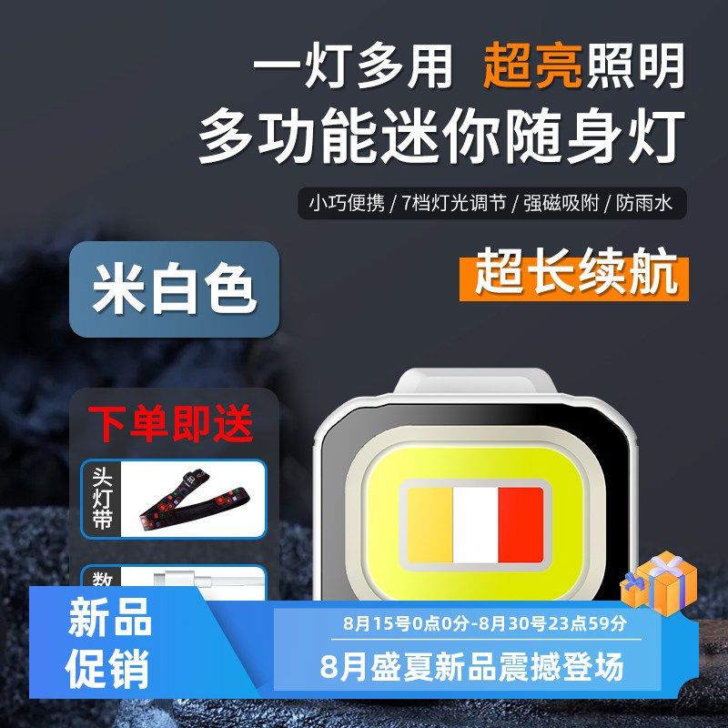 2024年新款便携磁吸感应头灯夹带头戴式迷你夜钓灯超亮强光钓鱼灯