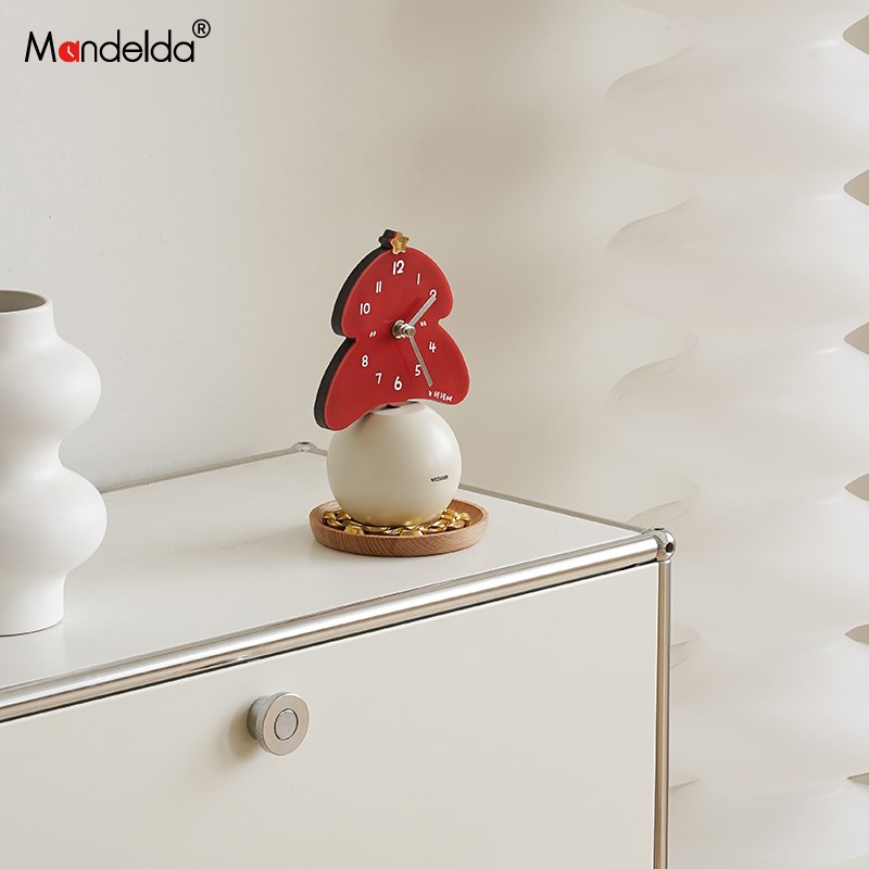 满得达简约艺术桌面时钟摆件创意客厅钟表摆台式家用座钟装饰品