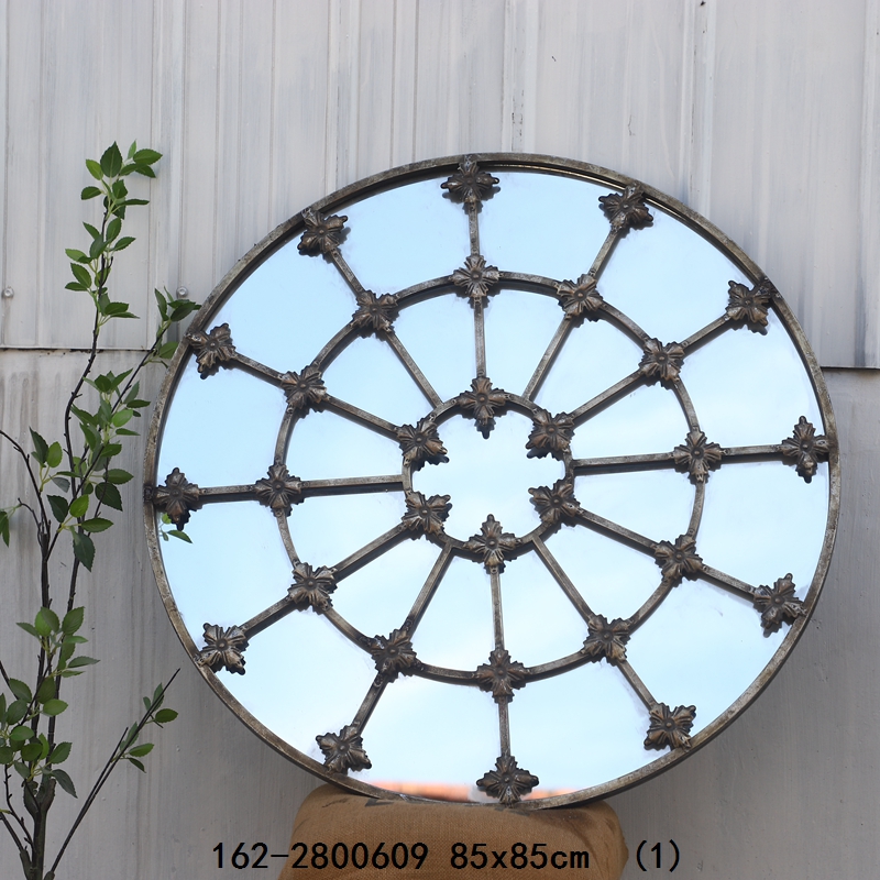 市场罕见绝美设计孤品独特造型仿铜铁艺木质雕花复古装饰浴室挂镜