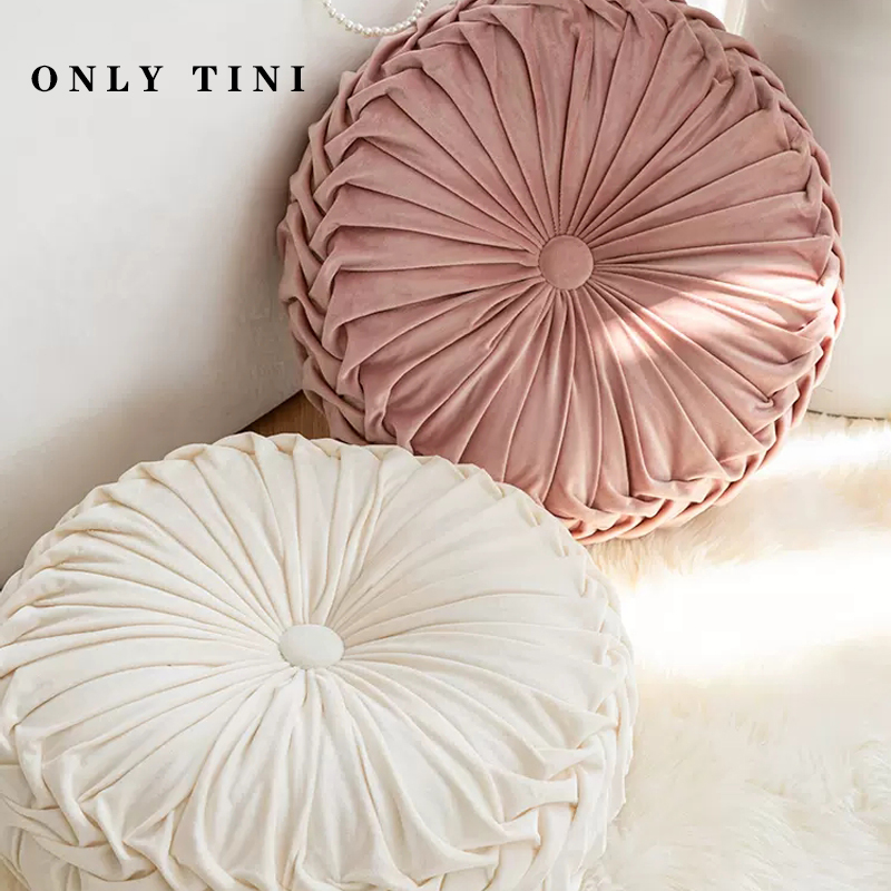 【唯蒂妮】 荷兰绒圆形靠垫南瓜枕纯色抱枕靠背客厅蒲团坐垫