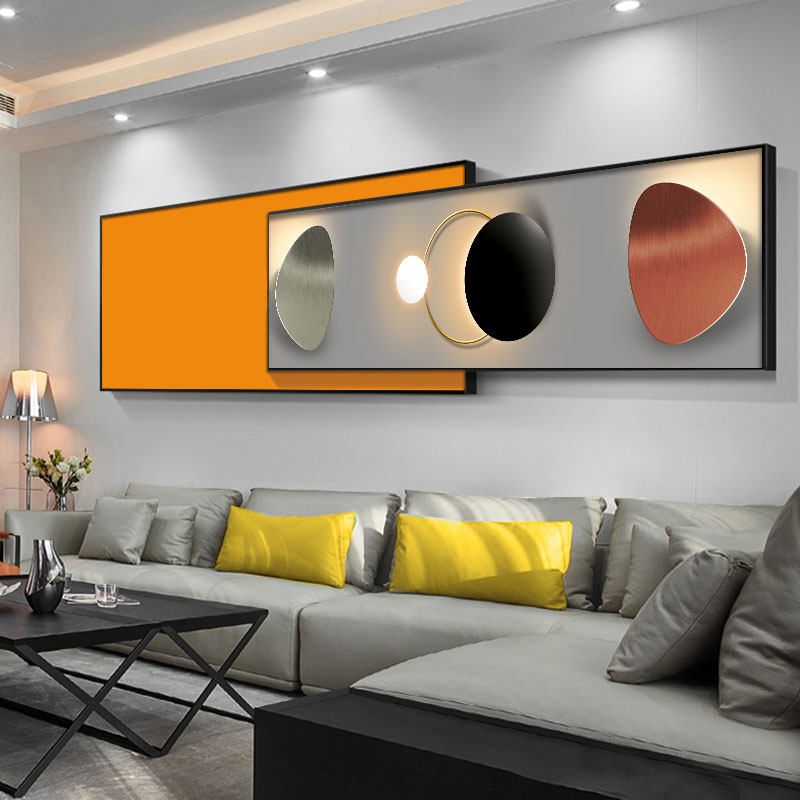 客厅装饰画现代简约沙发背景墙挂画大气晶瓷画叠加画卧室床头壁画