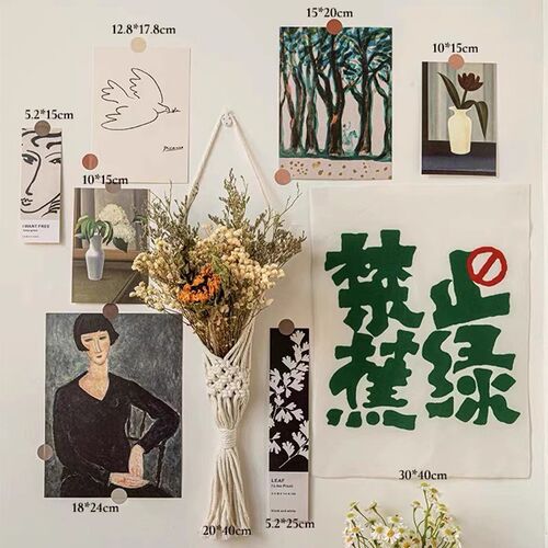 小清新干花卡片编织挂毯壁挂宿舍卧室墙面装饰挂件客厅背景墙挂饰