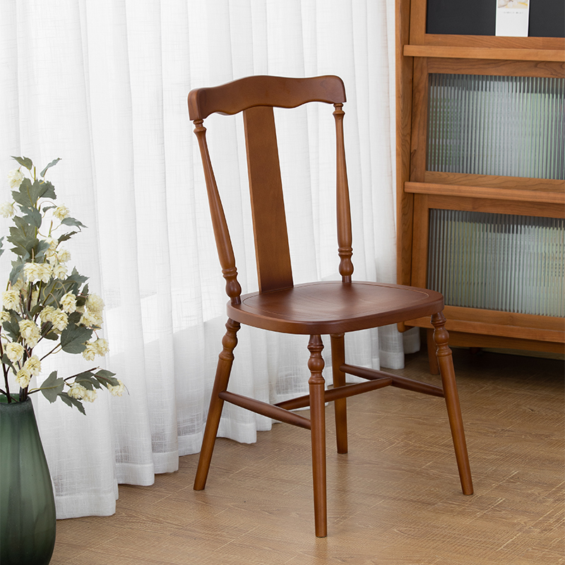 质朴中古餐椅实木法式复古椅子靠背餐厅餐桌椅咖啡店椅子