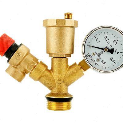 锅炉泄压阀自动排气阀压力表水箱铜空气能安全组件一体1寸外