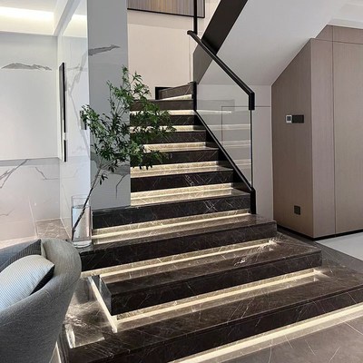 天然大理石楼梯踏步台阶定做防滑别墅人造岩板砖地面石材板材定制